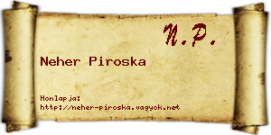 Neher Piroska névjegykártya